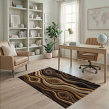 Abstract Wood Grain Brown Tan Area Rug