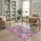 Pink Pink Floral Butterfly Area Rug
