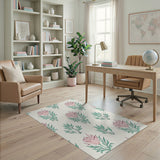 Blush Pink Floral Motif Area Rug