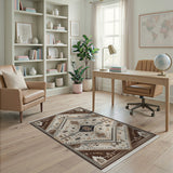 Brown Tan Southwestern Geometric Area Rug