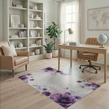 Lush Purple Peony Watercolor Area Rug