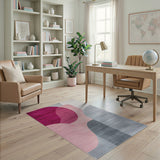 Abstract Pink Magenta Grey Overlapping Shapes Rug