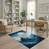 Moonlit Mountains Starry Night Blue Area Rug