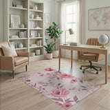 Blush Peony Blush Pink Peony Floral Area Rug