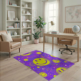 Vibrant Purple Smiley Faces Area Rug