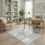 Blue Beige Gingham Check Area Rug