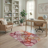 Fluid Pink Coral Abstract Area Rug