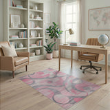 Swirling Pink Grey Geometric Area Rug