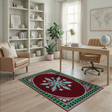 Ornate Blue Snowflake Medallion Area Rug