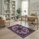Pink Black Traditional Persian Area Rug