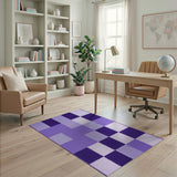 Purple Geometric Block Shag Rug