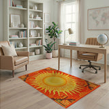 Fiery Sunburst Southwestern Area Rug