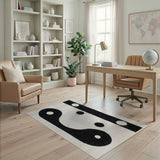 Yin-Yang Pixelated Black White Geometric Rug