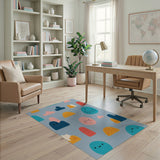 Playful Smiley Clouds Shapes Kids Rug
