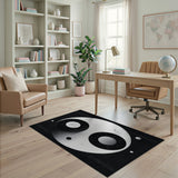 Cosmic Yin Yang Black White Area Rug