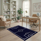 Navy Blue Soccer Field Area Rug