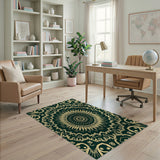 Ornate Emerald Mandala Area Rug