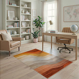 Abstract Area Orange Wavy Orange Abstract Area Rug