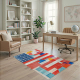 Geometric Patriotic Flag Area Rug