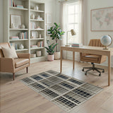 Modern Black White Grid Facade Area Rug