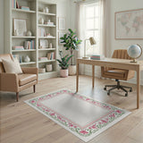 Multi-color and Patterns Elegant Pink Floral Border Area Rug