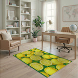 Yellow Zesty Lemon Slices Fruit Pattern Area Rug
