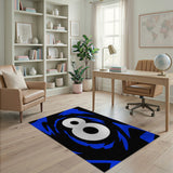 ODIKA Modern Abstract Number 8 Blue & Black Washable Rug - Low Pile Non-Slip Area Rug