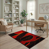Bold Red Sunset Geometric Area Rug