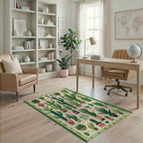 Southwestern Cactus Succulent Garden Area Rug
