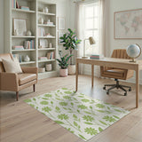 Green Daisy Floral Area Rug