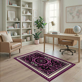 Pink Ornate Pink Mandala Floral Area Rug
