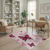 Whimsical Pink Butterfly Swirl Area Rug