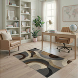 Brown and Tan Modern Geometric Brown Tan Abstract Area Rug