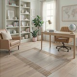 Beige Striped Geometric Modern Area Rug