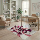 Dynamic Pink Maroon Brush Stroke Abstract Rug