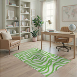 Vibrant Green Wave Abstract Area Rug