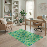 Teal Floral Mint Green Pattern Area Rug