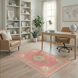 Pink Floral Medallion Vintage Pink Area Rug