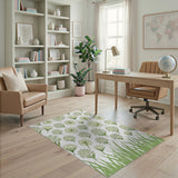 Pale Green Wildflower Line Art Area Rug