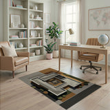 Geometric Modern Courtyard House Aerial Rug