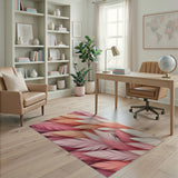 Vibrant Pink Orange Feather Layered Area Rug