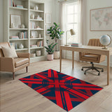 Bold Red Navy Geometric Modern Area Rug