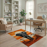 Orange Elephant Savanna Sunset Area Rug