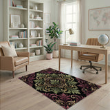 Purple Gold Ornate Floral Vintage Area Rug