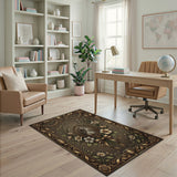 Ornate Gold Floral Portrait Frame Rug
