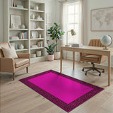 Boho Chic Hot Pink Leopard Print Border Area Rug