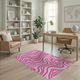 Abstract Area Vibrant Pink Swirl Abstract Area Rug