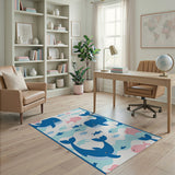 Playful Whale and Fish Ocean Kids Rug