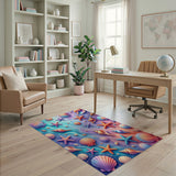 Multi-color and Patterns Vibrant Seashell Starfish Coastal Rug