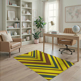 Bold Yellow Chevron Striped Area Rug